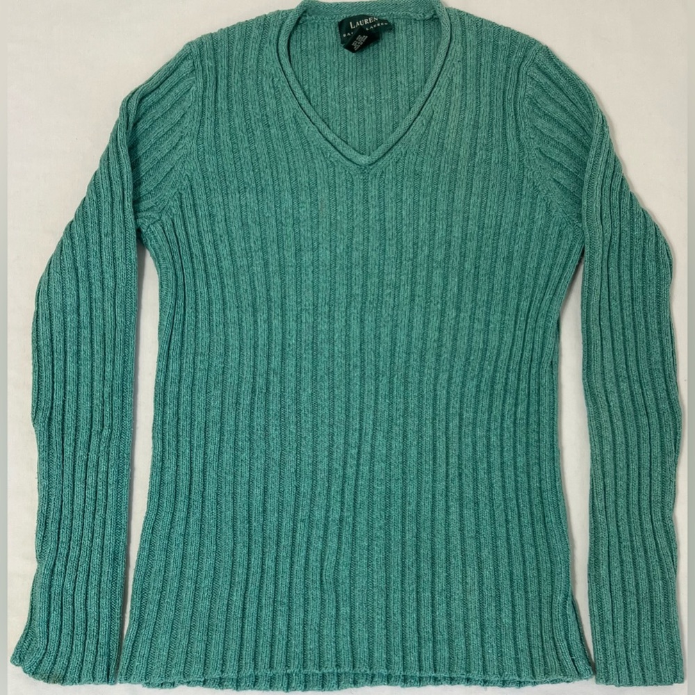 Lauren Ralph Lauren Silk Linen Cotton Ribbed Sweater Size Small